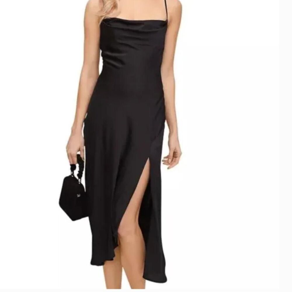 Women ASTR The Label Strappy Cowl Neck Slip Dress in Black Medium